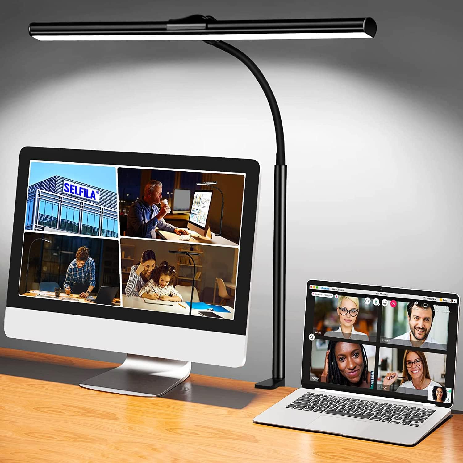 230816082200245_1 selfila LED Desk Lamp with Clamp - Architect Desk Lamp Swing Arm Task Light 360 ° Rotation Gooseneck Desktop Lighting for Office Home Workbench Drafting Reading - Image 1